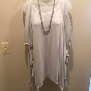 Cold Shoulder Light Gray Top Size S